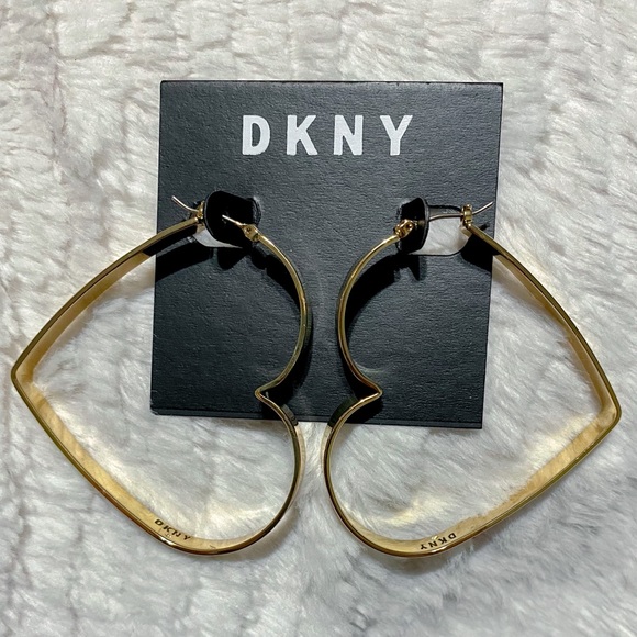 Dkny Jewelry - DKNY Gold Hoop Heart Earrings
